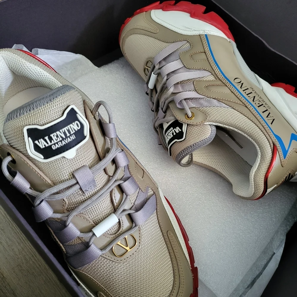 Valentino Garavani Beige and Red Sneakers